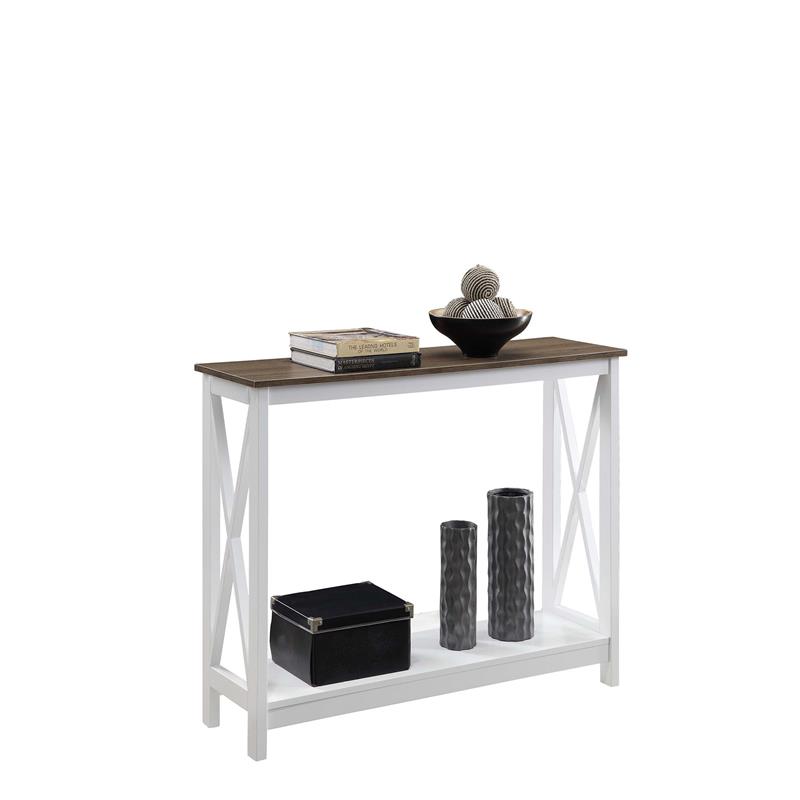 Home Square 2 Piece Farmhouse Driftwood Console Table Set in White