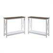 Home Square 2 Piece Farmhouse Driftwood Console Table Set in White