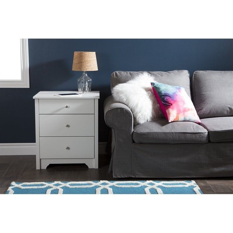 Home Square 3 Drawer Wood Nightstand Set in Pure White (Set of 2)