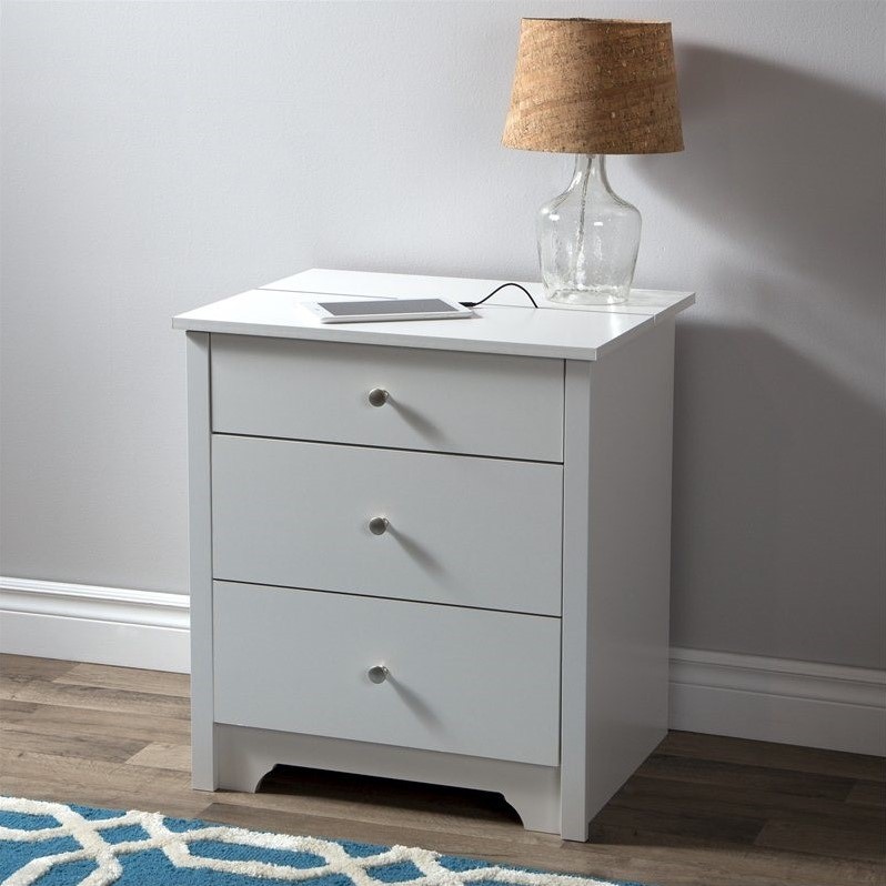 Home Square 3 Drawer Wood Nightstand Set in Pure White (Set of 2)