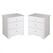 Home Square 3 Drawer Wood Nightstand Set in Pure White (Set of 2)