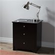 Home Square 3 Drawer Wood Nightstand Set in Pure Black (Set of 2)
