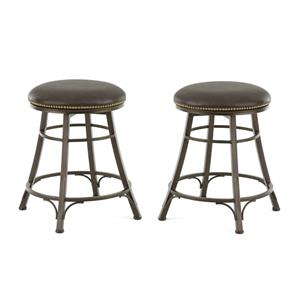 home square 2 piece swivel leather counter stool set in chocolate