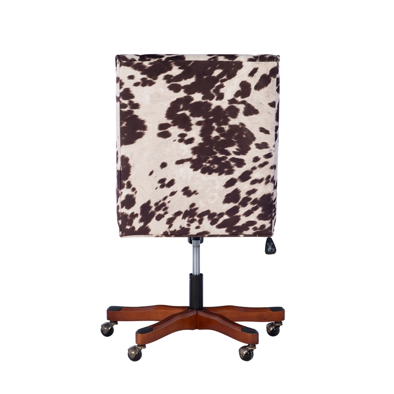 Home Square 2 Piece Upholstered Wood Office Chair Set in Cow Print Brown