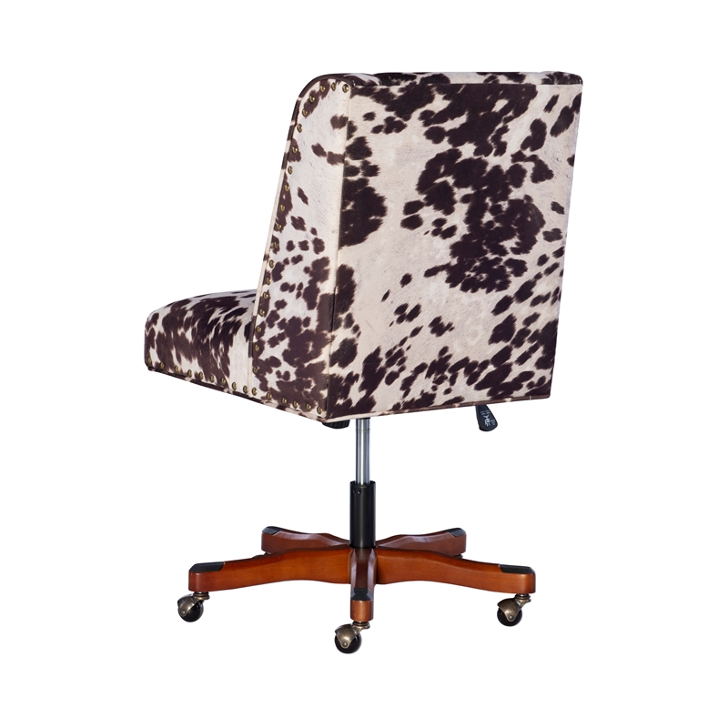 Home Square 2 Piece Upholstered Wood Office Chair Set in Cow Print Brown