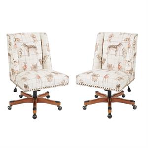 home square 2 piece upholstered wood office chair set in draper dog beige