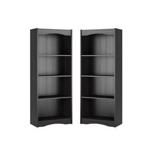 home square tall 4 shelf wood bookcase set in midnight black (set of 2)