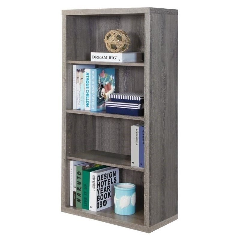 Home Square 4 Adjustable Shelves Wood Bookcase Set in Dark Taupe (Set of 2)