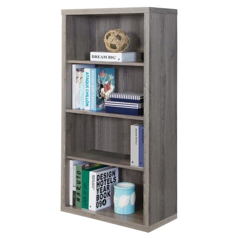 Home Square 4 Adjustable Shelves Wood Bookcase Set in Dark Taupe (Set of 2)
