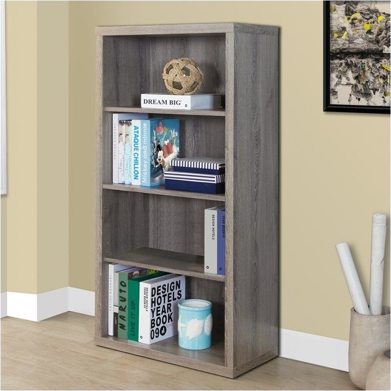 Home Square 4 Adjustable Shelves Wood Bookcase Set in Dark Taupe (Set of 2)