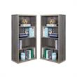 Home Square 4 Adjustable Shelves Wood Bookcase Set in Dark Taupe (Set of 2)