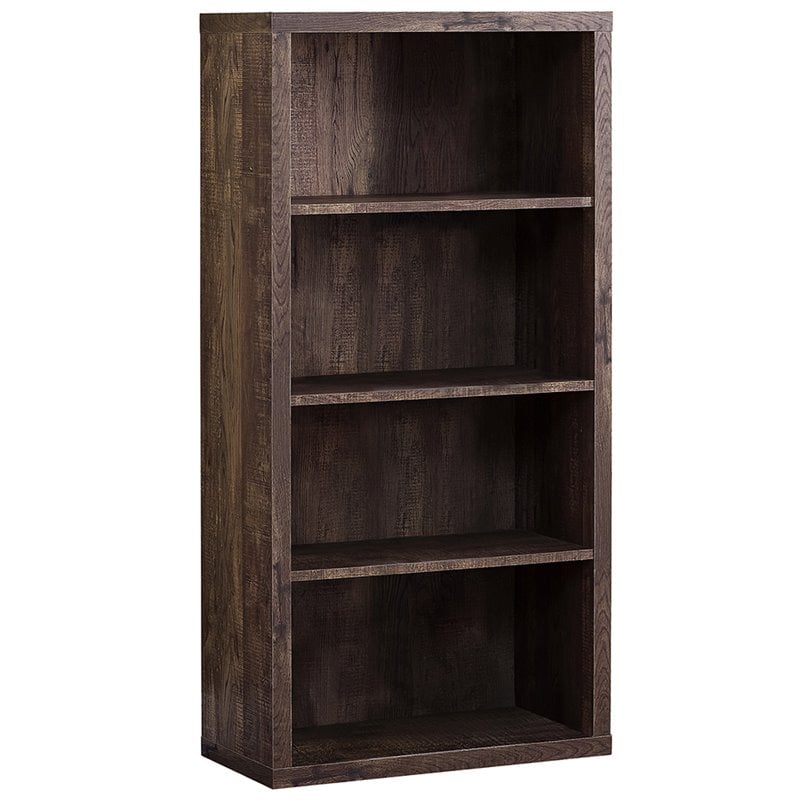Home Square 4 Adjustable Shelves Wood Bookcase Set in Brown (Set of 2)