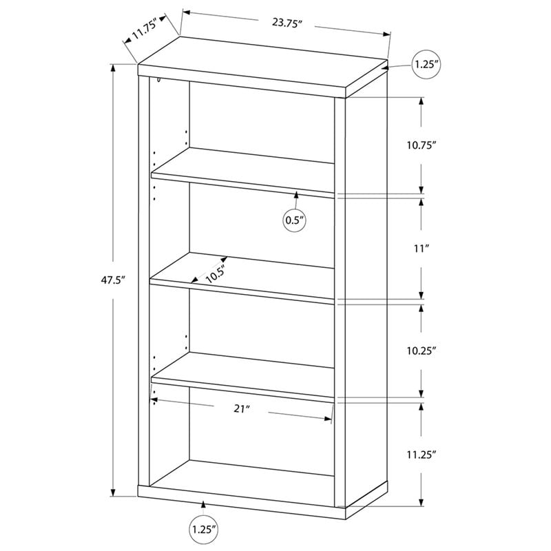Home Square 4 Adjustable Shelves Wood Bookcase Set in Brown (Set of 2)