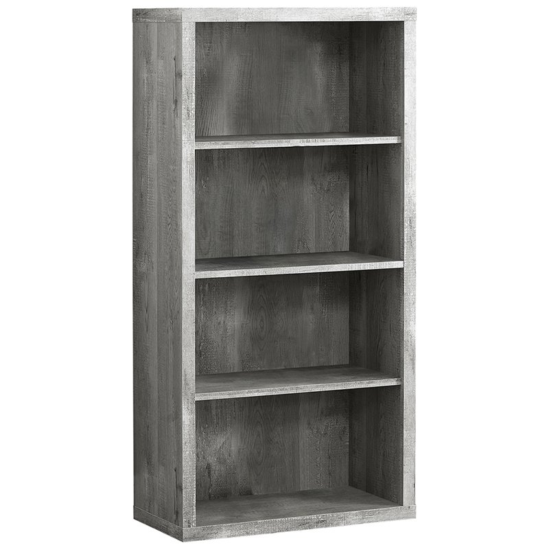 Home Square 4 Adjustable Shelves Wood Bookcase Set in Gray (Set of 2)
