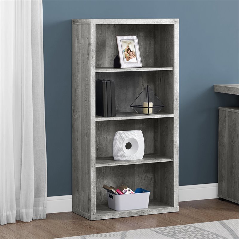 Home Square 4 Adjustable Shelves Wood Bookcase Set in Gray (Set of 2)