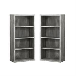 Home Square 4 Adjustable Shelves Wood Bookcase Set in Gray (Set of 2)