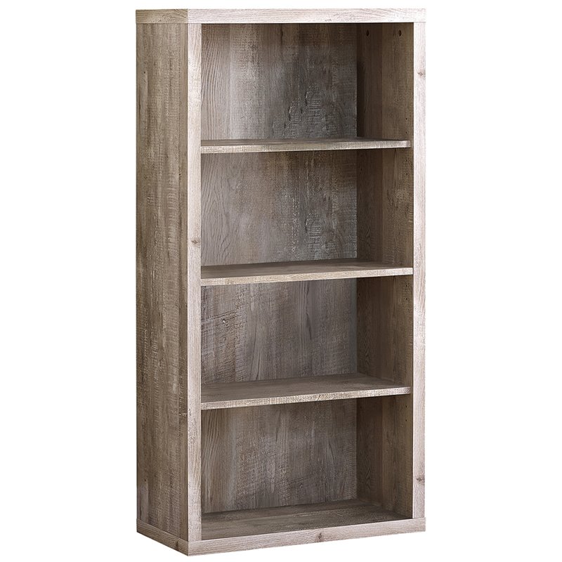 Home Square 4 Adjustable Shelves Wood Bookcase Set in Taupe Gray (Set of 2)