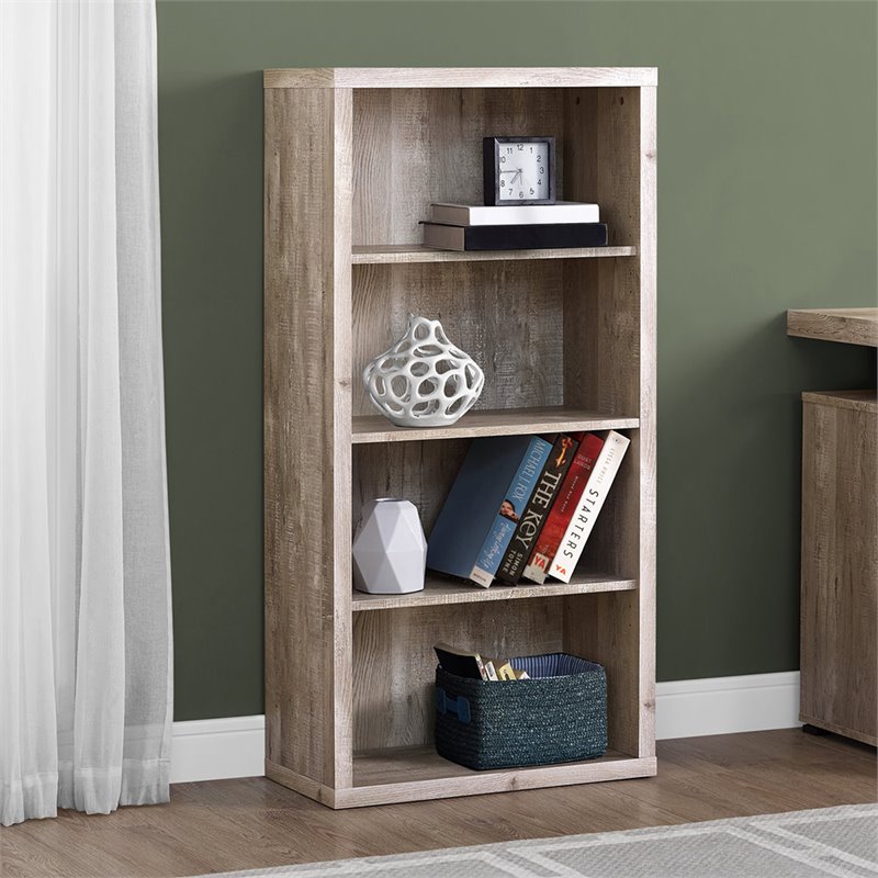 Home Square 4 Adjustable Shelves Wood Bookcase Set in Taupe Gray (Set of 2)