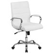 Home Square 2 Piece Swivel Soft Leather Office Chair Set in White and Chrome
