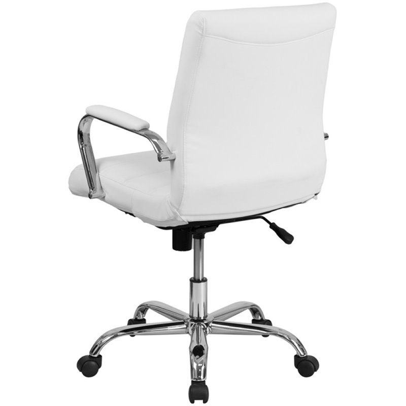 Home Square 2 Piece Swivel Soft Leather Office Chair Set in White and Chrome