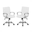 Home Square 2 Piece Swivel Soft Leather Office Chair Set in White and Chrome
