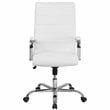 Home Square 2 Piece High Back Leather Office Chair Set in White and Chrome