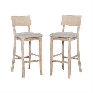 Home Square 2 Piece 30&quot Height Wood Counter Stool Set in Gray