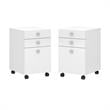 Home Square 3 Drawer Mobile Wood Filing Cabinet Set in Pure White (Ste of 2)