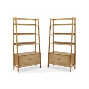 Home Square 38&quot Height 4 Shelf Wood Bookcase Set in Acorn Brown (Set of 2)