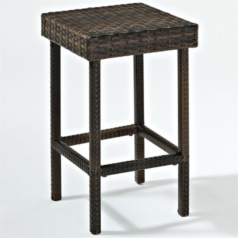 Home Square 2 Piece Wicker Patio Counter Stool Set in Brown