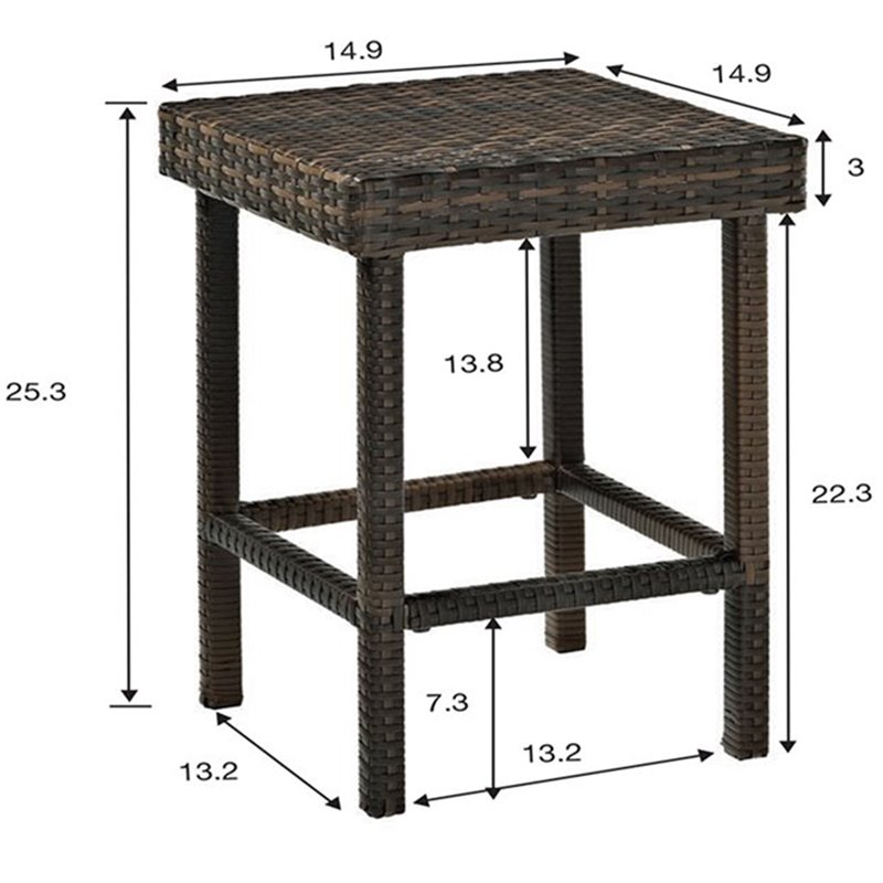 Home Square 2 Piece Wicker Patio Counter Stool Set in Brown