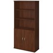 Home Square 5 Shelf Bookcase with Doors Set in Hansen Cherry (Set of 2)