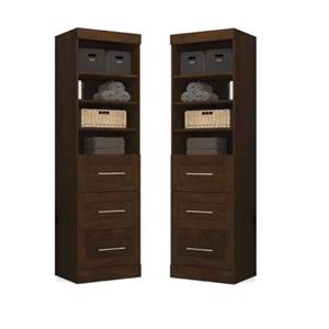 home square 3-drawer wood storage set unit in chocolate (set of 2)