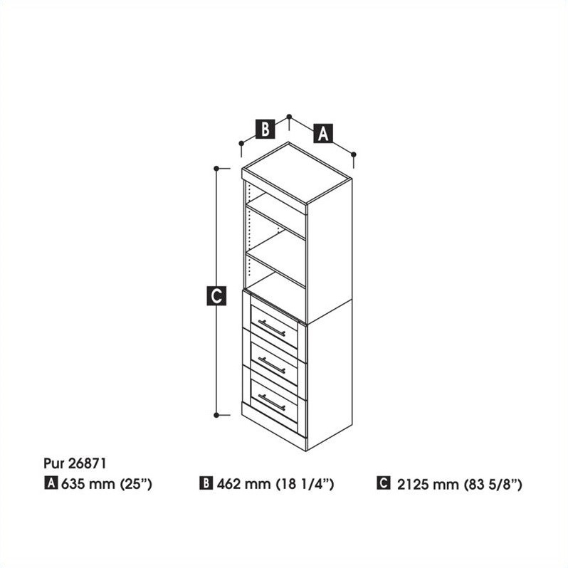 Home Square 3-Drawer Storage Unit Set in White (Set of 2)