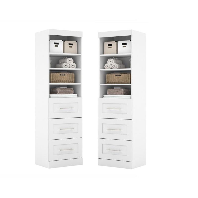 Home Square 3-Drawer Storage Unit Set in White (Set of 2)