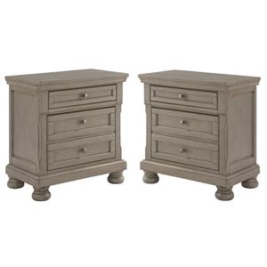 Home Square 3 Drawer Wood Nightstand Set in Light Gray (Set of 2)