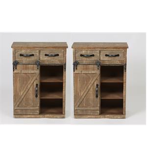home square 2 piece wood sliding barn door cabinet set in brown