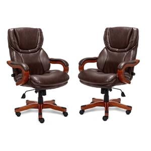 home square 2 piece big and tall executive office chair set in biscuit brown