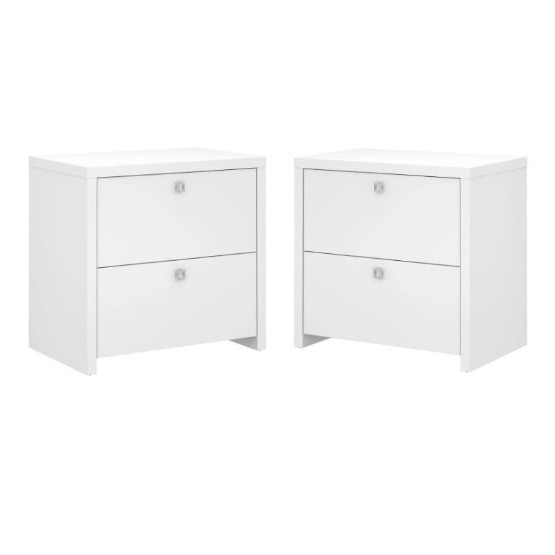 Home Square 2 Drawer Lateral Filing Cabinet Set in Pure White (Set of 2)