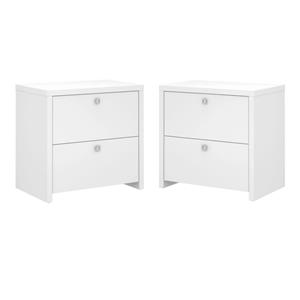 Home Square 2 Drawer Lateral Filing Cabinet Set in Pure White (Set of 2)