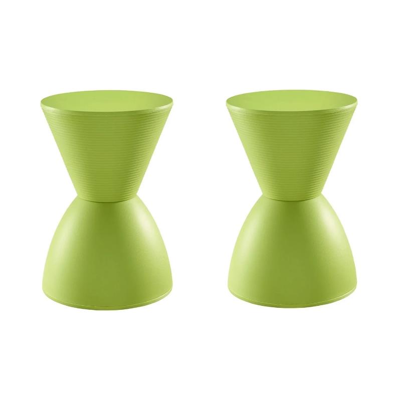 Home Square 2 Piece Storage Stool Set in Green