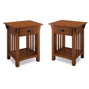 home square mission impeccable 1 drawer nightstand set in medium oak (set of 2)