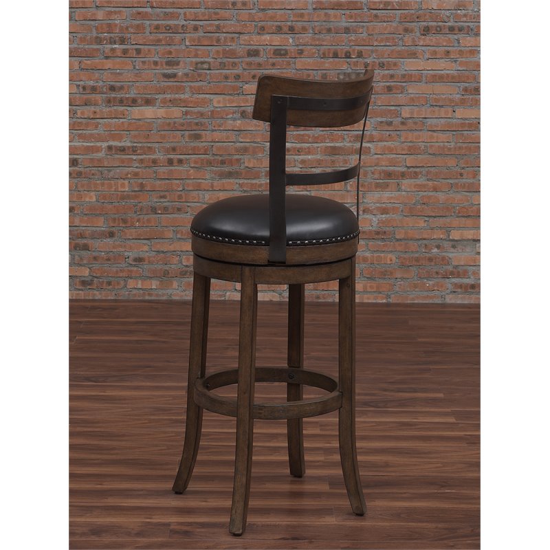 Home Square 2 Piece Swivel Counter Stool Set in Washed Brown and Black