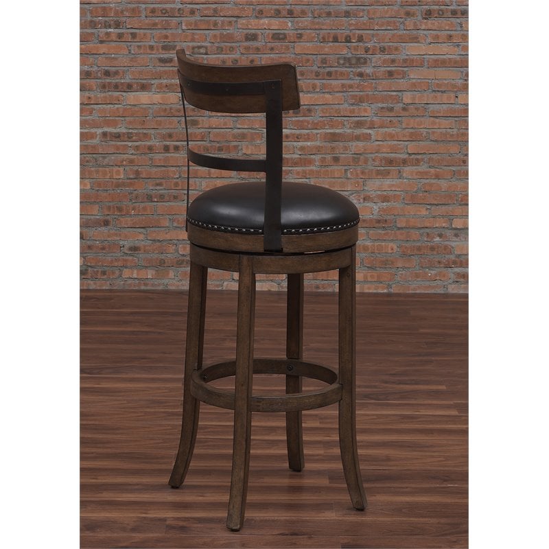 Home Square 2 Piece Swivel Counter Stool Set in Washed Brown and Black