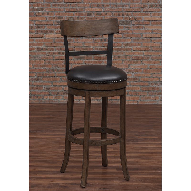 Home Square 2 Piece Swivel Counter Stool Set in Washed Brown and Black