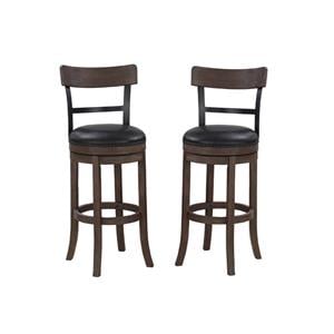 Home Square 2 Piece Swivel Counter Stool Set in Washed Brown and Black