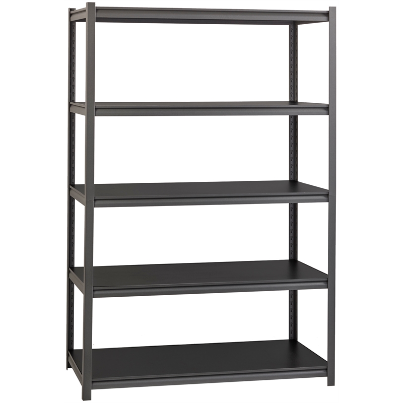 Home Square 5-Shelf Metal Unit Set in Gunmetal Gray/Black (Set of 2)