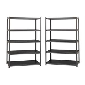 Home Square 5-Shelf Metal Unit Set in Gunmetal Gray/Black (Set of 2)