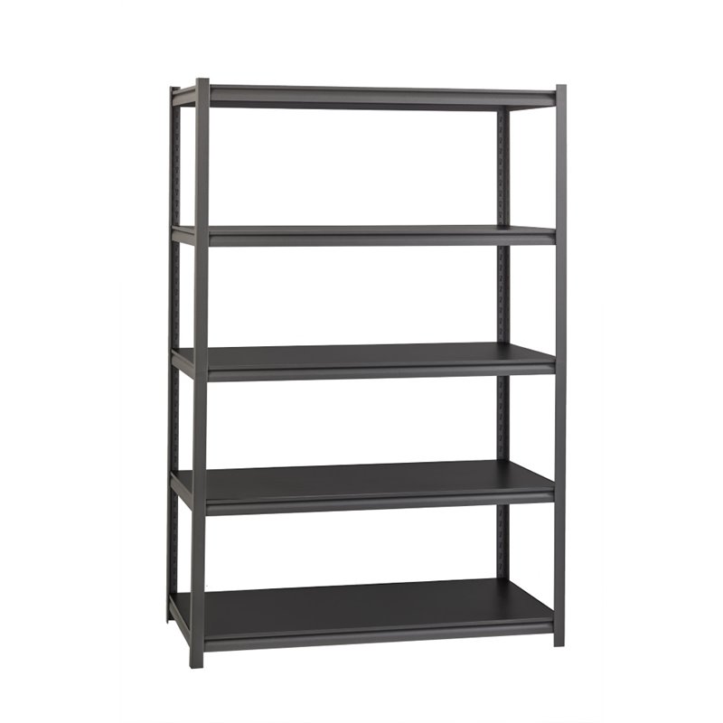 Home Square Metal Shelving 5-Shelf Unit Set in Gunmetal Gray/Black (Set of 2)