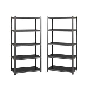 Home Square 72&quot Height 5-Shelf Metal Unit Set in Gunmetal Gray/Black (Set of 2)